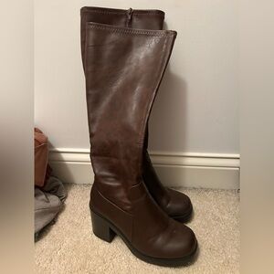 Brown faux leather Knee-High Women's Boots